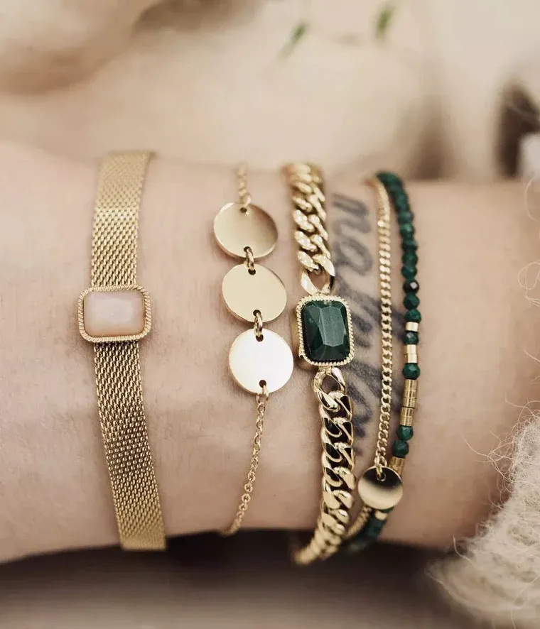 Zag Bijoux - Bracelet Apache Malachite Acier Doré – Image 2