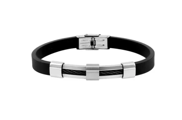 Pixies - Bracelet Homme Silicone Noir & Fil De Cable
