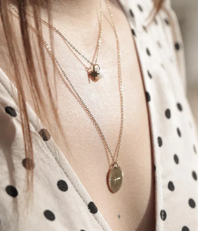 Zag Bijoux - Collier Manuréva Agate Blanche Acier Doré – Image 2