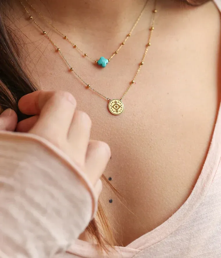 Zag Bijoux - Collier Velasquez Onyx Noir Acier Doré – Image 2