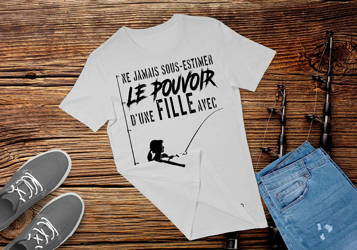 Canne À Pêche, Cadeau Humour Pêcheur, Ne Jamais Sous-Estimer D'une Fille - VEPENP005 – Image 4