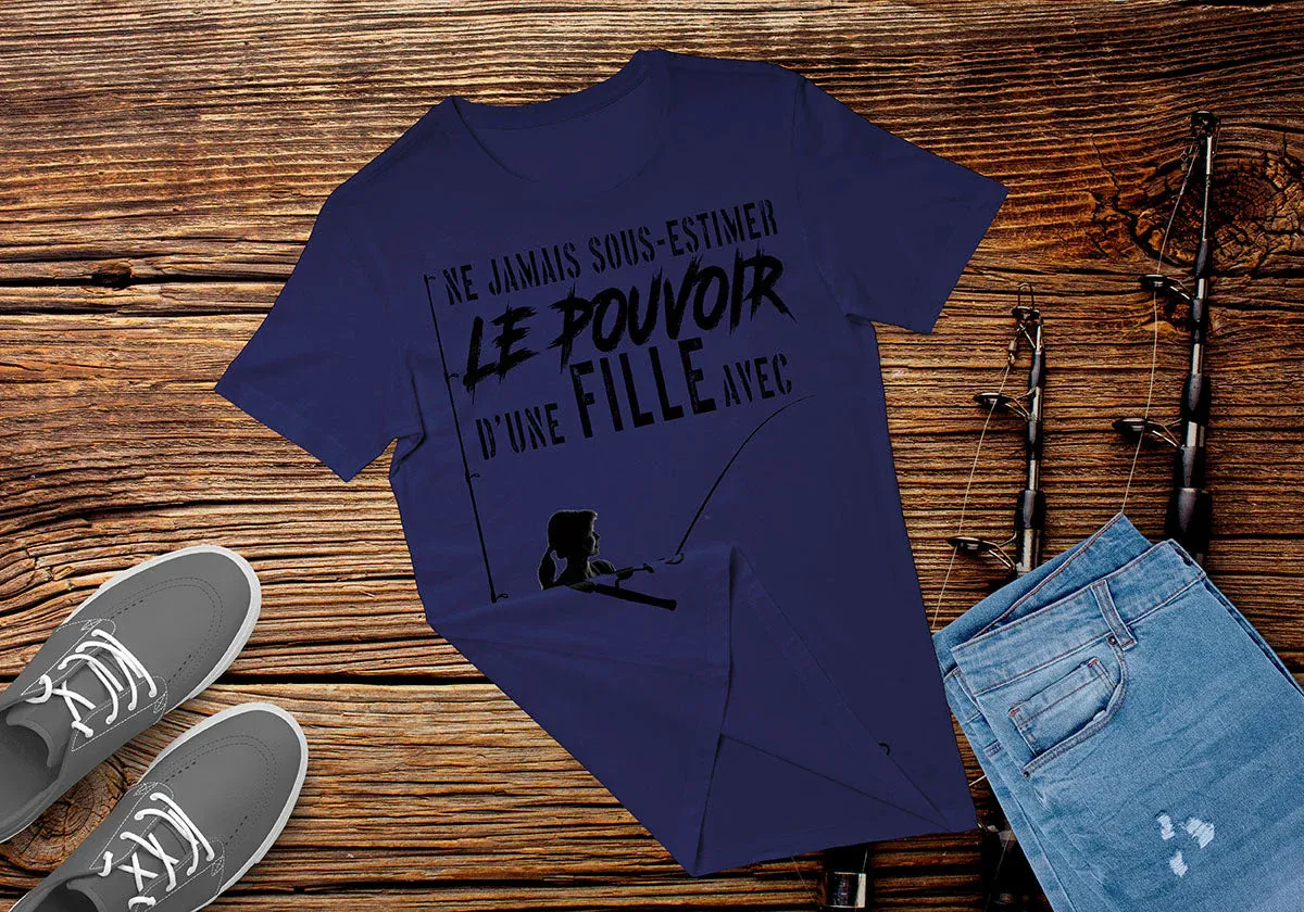 Canne À Pêche, Cadeau Humour Pêcheur, Ne Jamais Sous-Estimer D'une Fille - VEPENP005 – Image 7