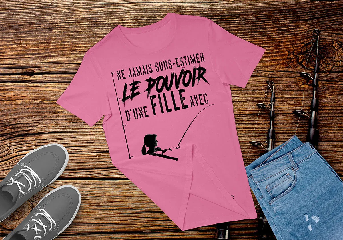 Canne À Pêche, Cadeau Humour Pêcheur, Ne Jamais Sous-Estimer D'une Fille - VEPENP005 – Image 8