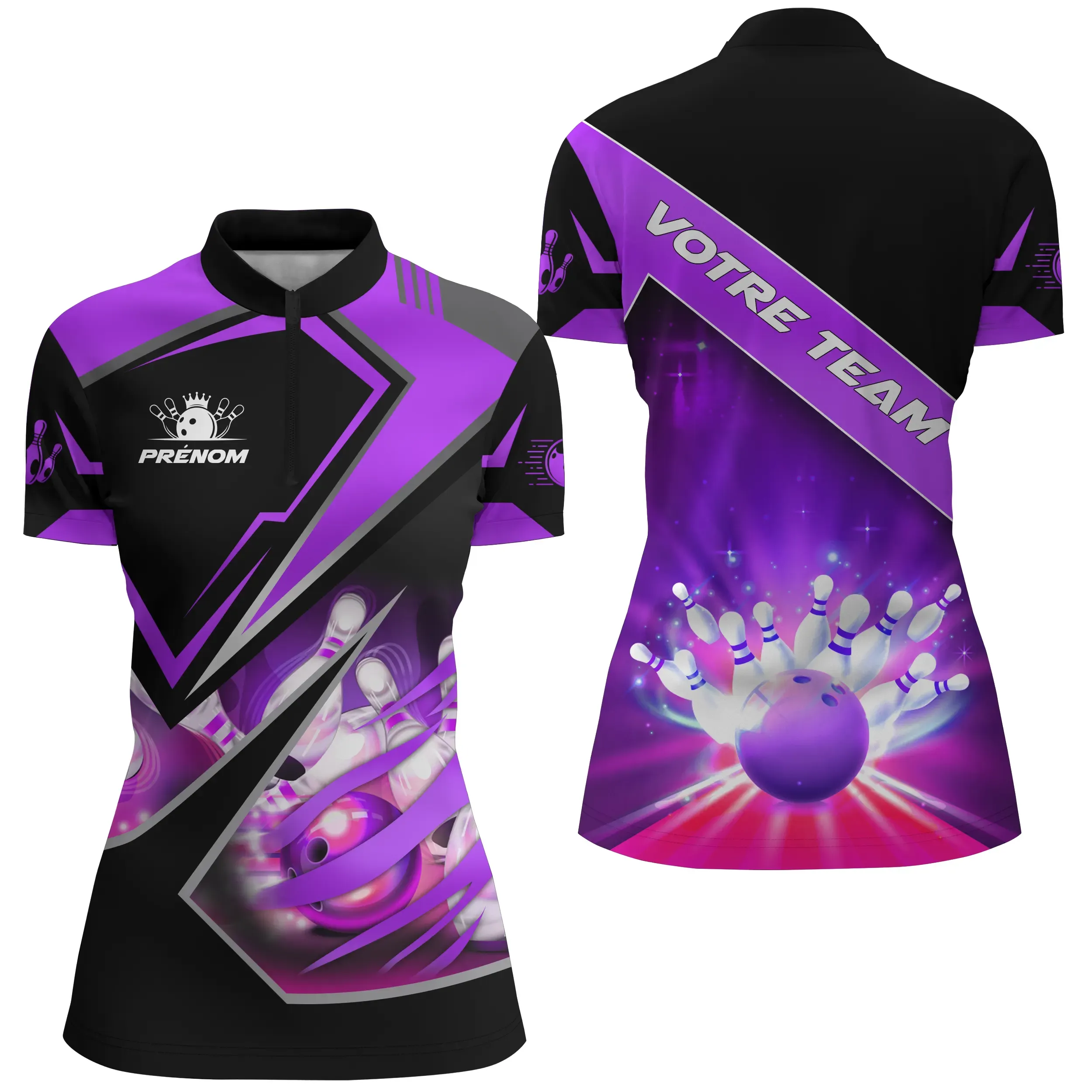 Maillot de Bowling Personnalisé Femme/Homme – Design Dynamique Équipe & Prénom - A05092401 – Image 5