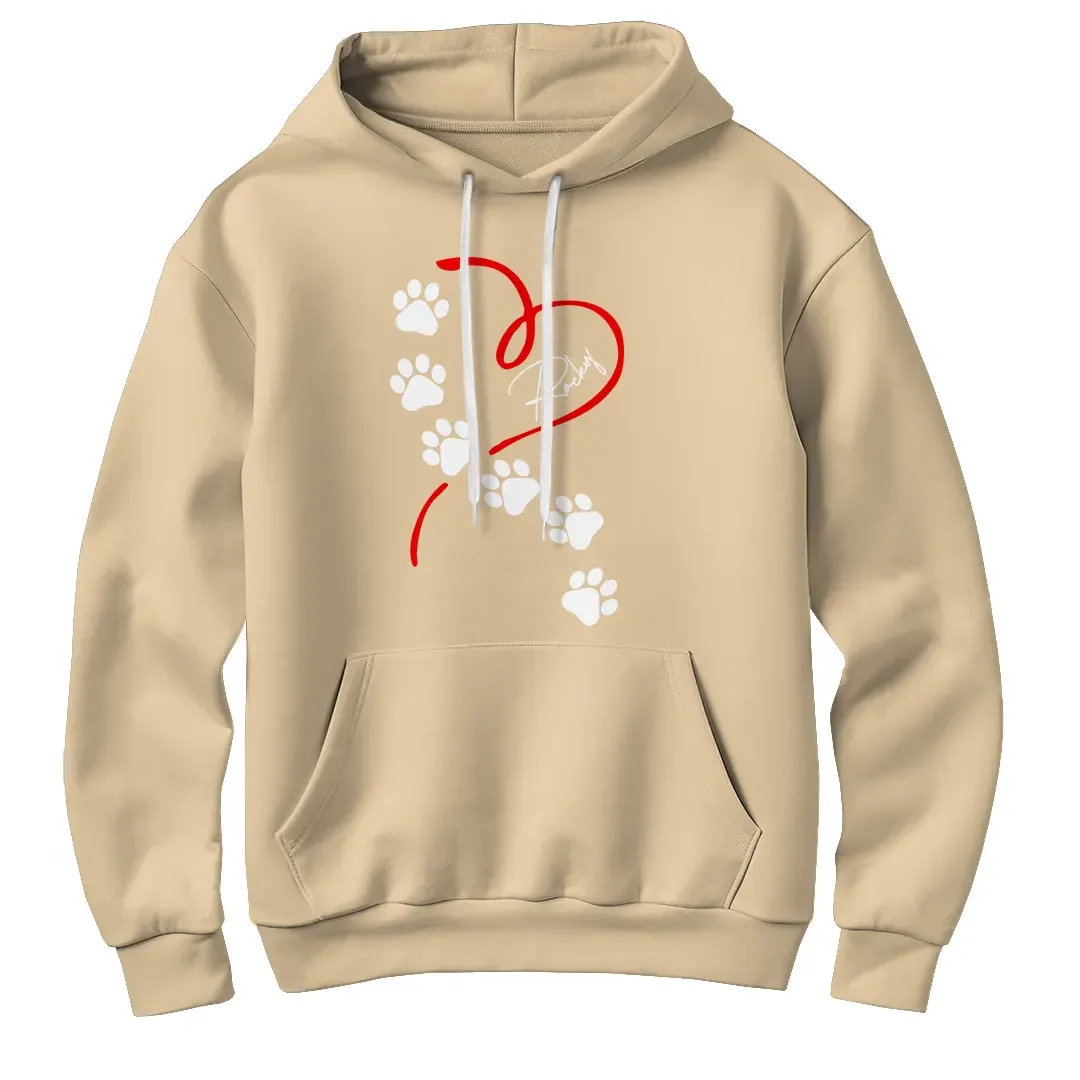 T-shirts, Sweats & Hoodies Personnalisés Chien – Design Cœur & Empreintes, 100% Coton, Prénom à Personnaliser 🐾❤️ - A28122404 – Image 2