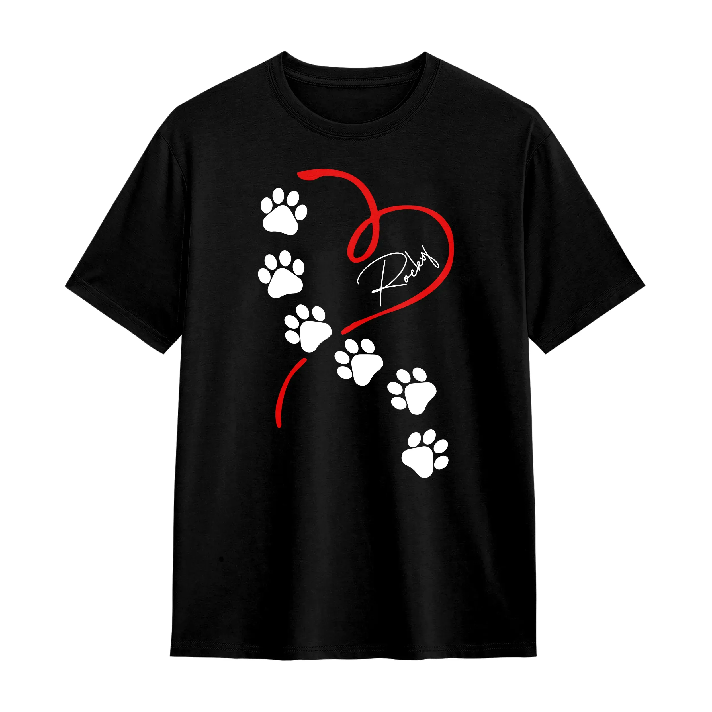 T-shirts, Sweats & Hoodies Personnalisés Chien – Design Cœur & Empreintes, 100% Coton, Prénom à Personnaliser 🐾❤️ - A28122404 – Image 7