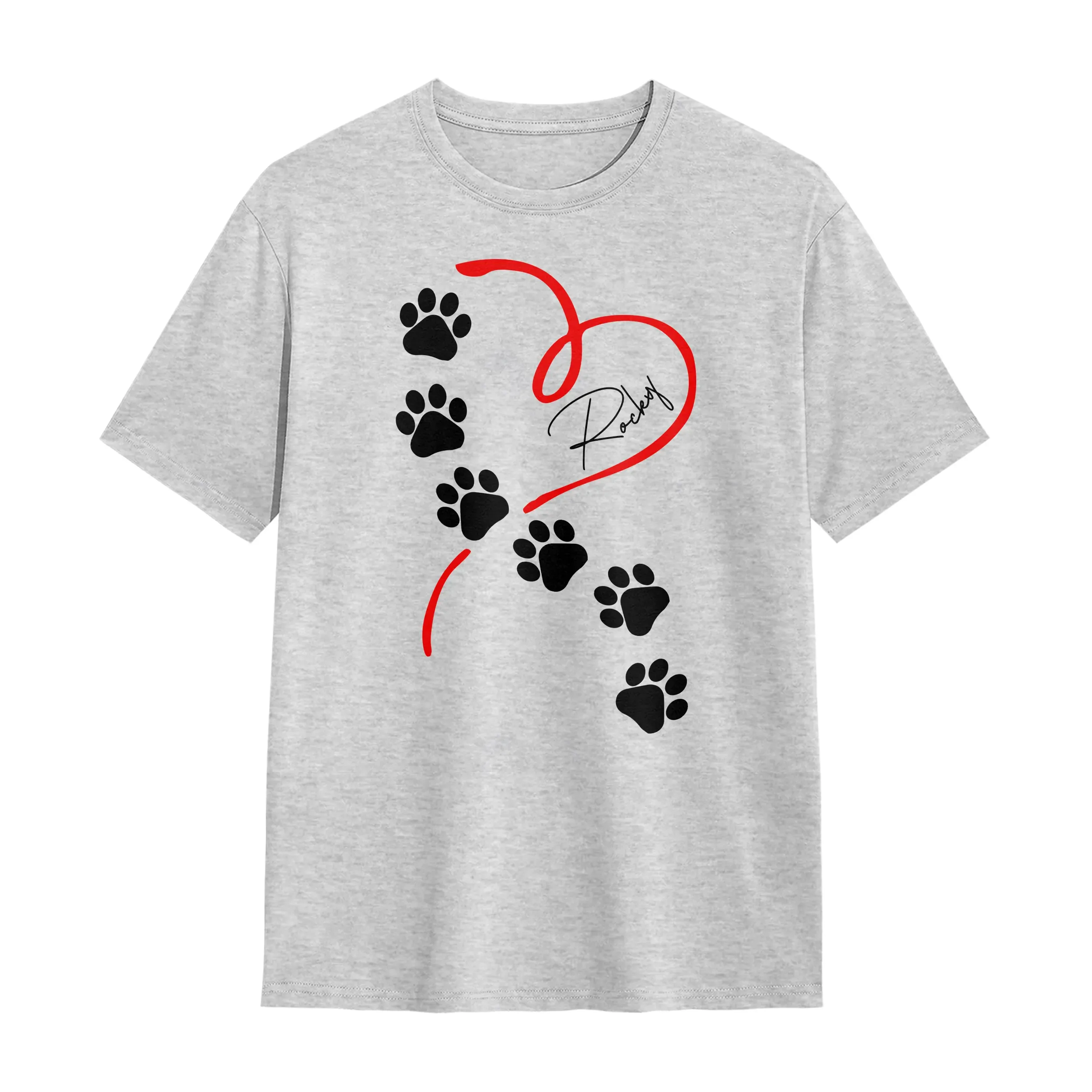 T-shirts, Sweats & Hoodies Personnalisés Chien – Design Cœur & Empreintes, 100% Coton, Prénom à Personnaliser 🐾❤️ - A28122404 – Image 6