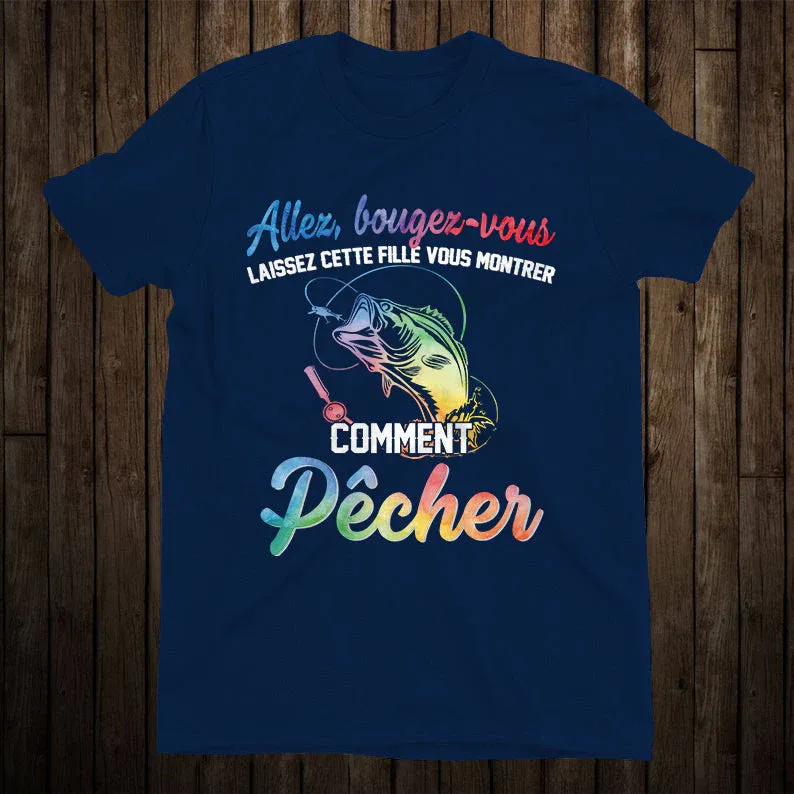 Pêche Du Bar, Pêche Au Leurre, Canne À Pêche, Cadeau Humour Pêcheur, Fille Montre Comment Pêcher - VEPENP008 – Image 5