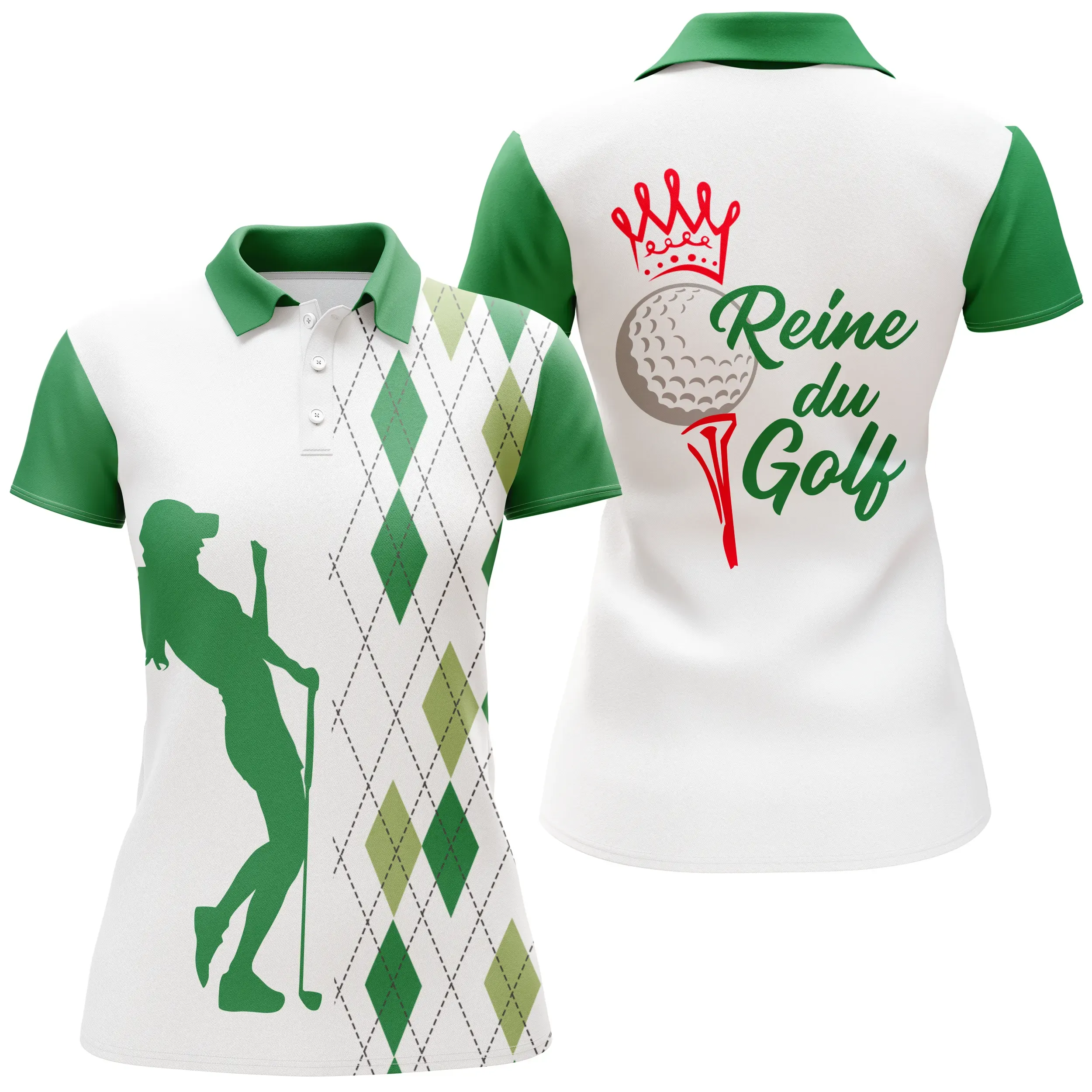 Polo Reine du Golf, Vêtement de Sport Femme, Cadeau Humour Golfeuse, Polo d'Été à Séchage Rapide - CTS13052216