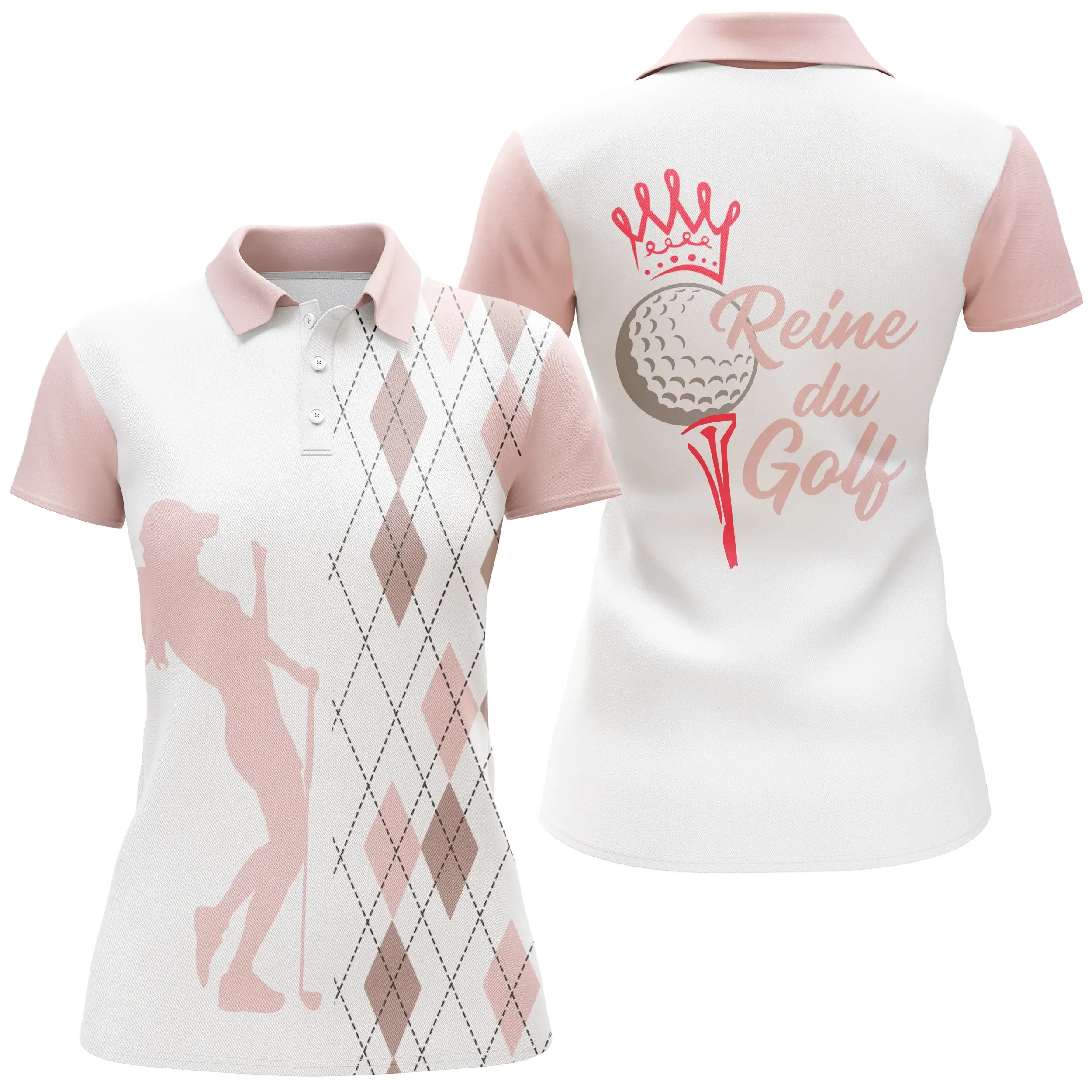 Polo Reine du Golf, Vêtement de Sport Femme, Cadeau Humour Golfeuse, Polo d'Été à Séchage Rapide - CTS13052216 – Image 2