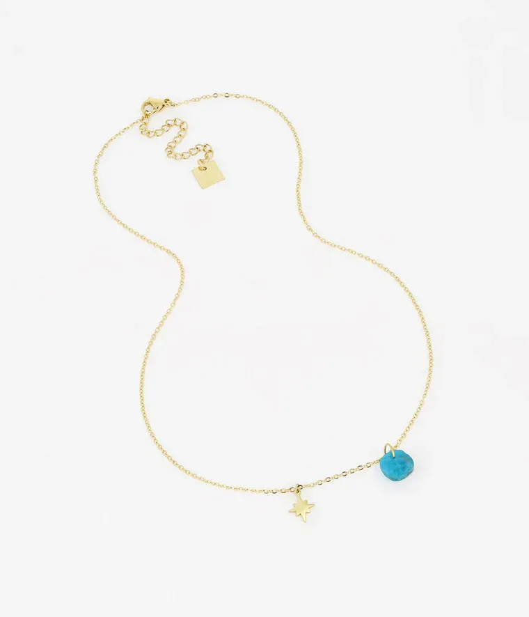 Zag Bijoux - Collier Manuréva Apatite Acier Doré
