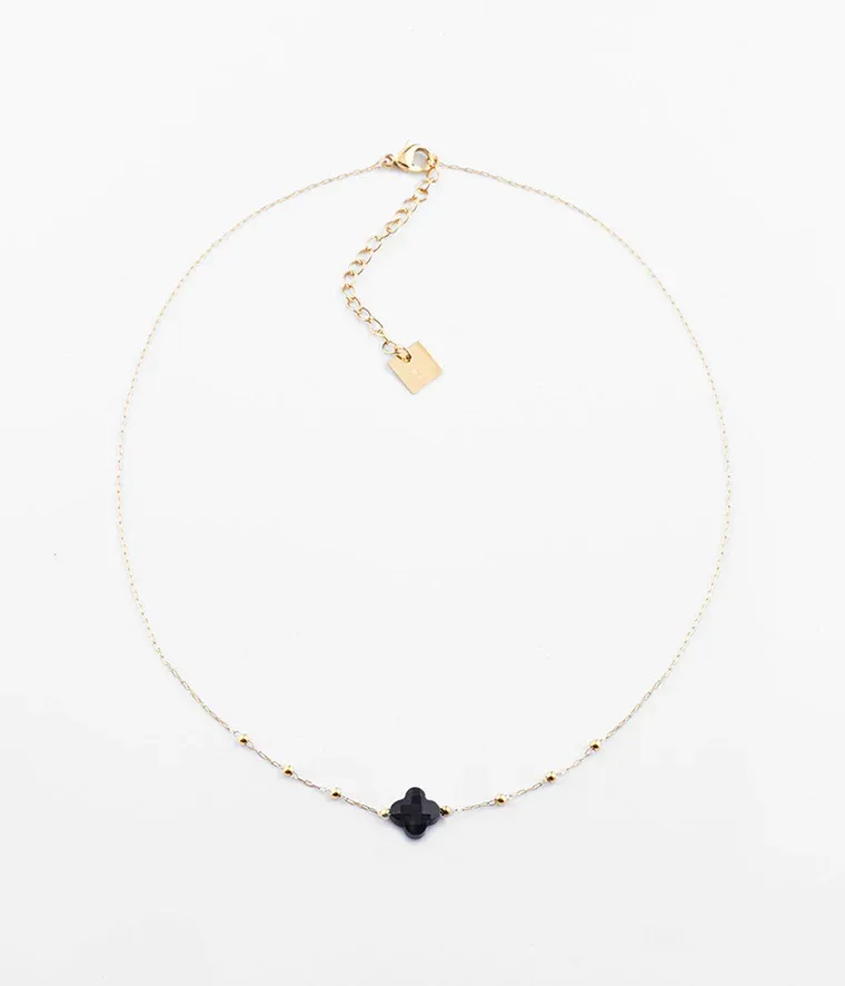 Zag Bijoux - Collier Velasquez Onyx Noir Acier Doré
