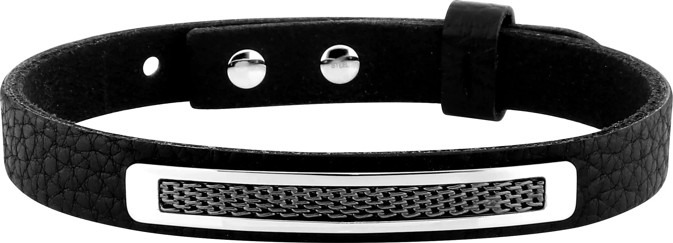 Pixies - Bracelet Homme En cuire et En Acier "design noir" – Image 2