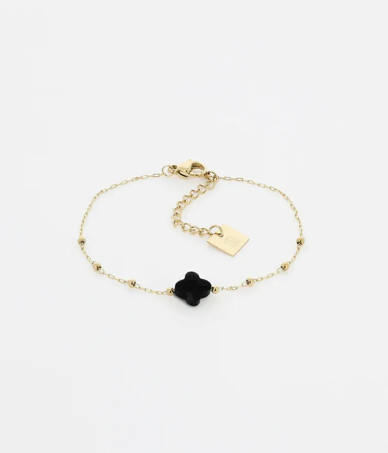 Zag Bijoux - Bracelet Velasquez Onyx Noir Acier Doré